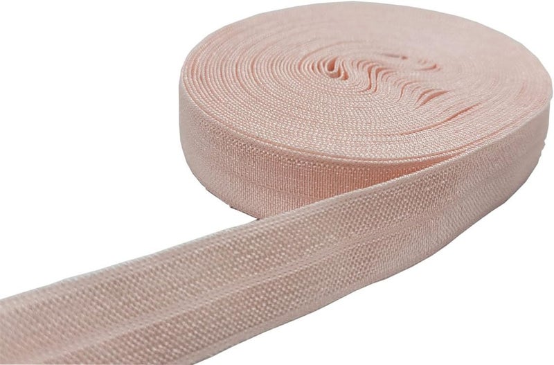 FAYADA Fold Over Elastic,5/8" Foldover FOE Trim Elastic Ribbon,Stretch FOE Band for Hair Ties Headbands Sewing Craft -5 Yards (Light Pink) - Image 2